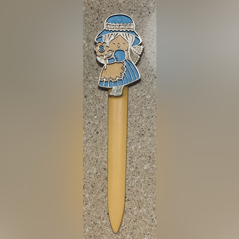 Vintage-Springbok Charming Girl Bookmark with Blue and Gold Accents